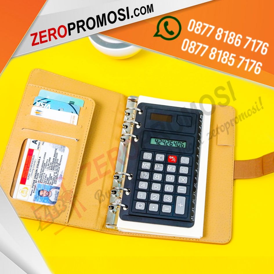 Souvenir Buku Agenda Kulit Kalkulator Custom Promosi
