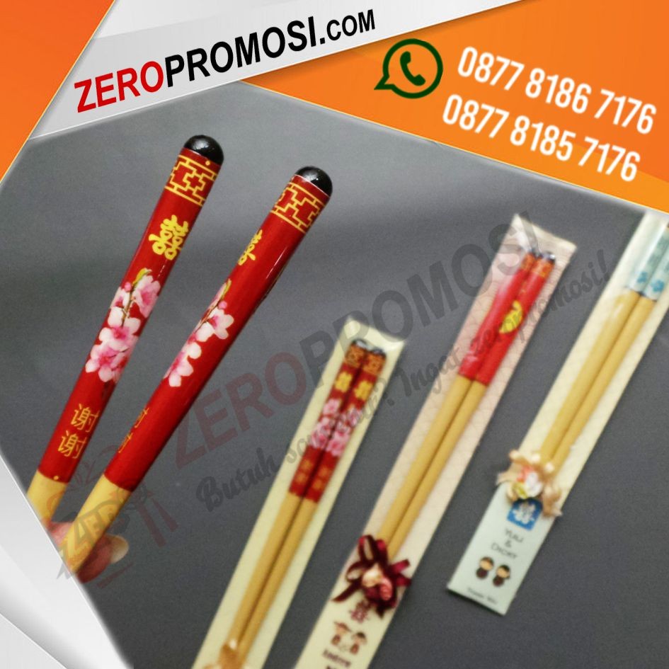 Souvenir Sumpit Kayu Ready Stok Custom Thanks Card