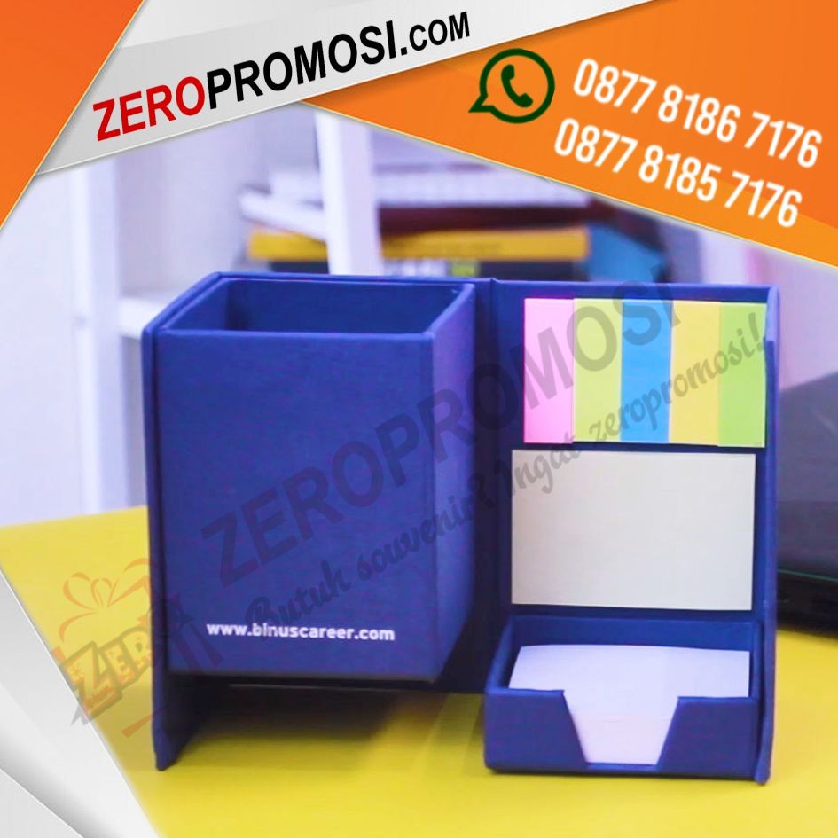 Kotak Pen Memo Post It + Sablon 1warna 2sisi Custom Logo