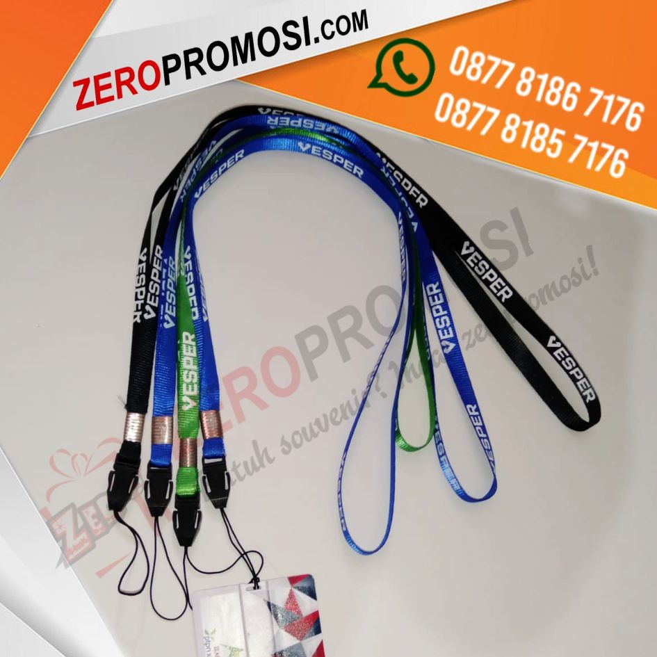 Souvenir Tali Id Card Lanyard Dengan Klip Hp Sablon 1Warna 1Sisi